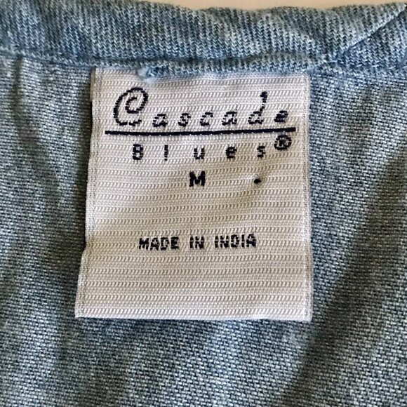 Cascade Blues Patchwork Woven Vest 90's Teachercore Crafty Unique Grannycore Med - Picture 6 of 8